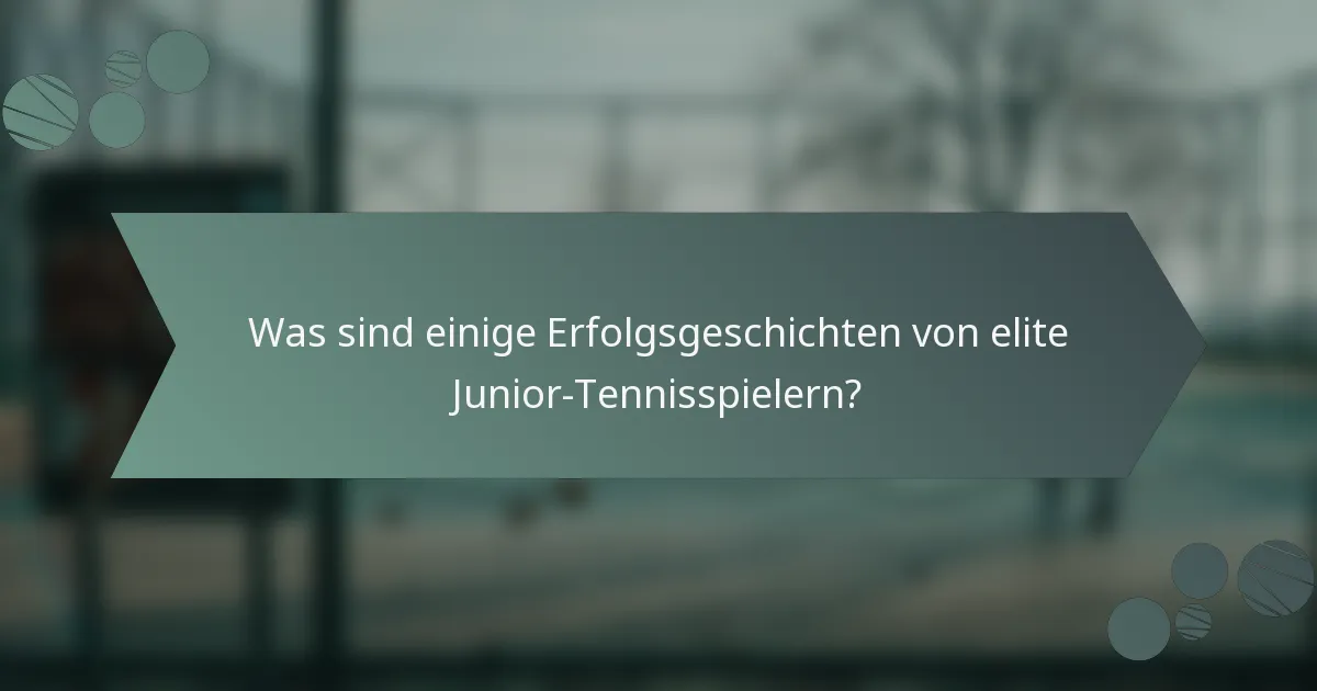 Was sind einige Erfolgsgeschichten von elite Junior-Tennisspielern?