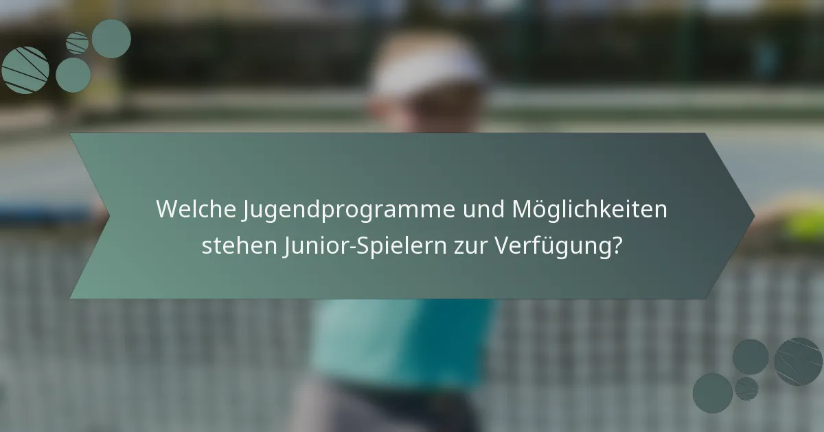 Welche Jugendprogramme und Möglichkeiten stehen Junior-Spielern zur Verfügung?