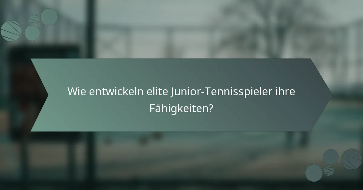 Wie entwickeln elite Junior-Tennisspieler ihre Fähigkeiten?