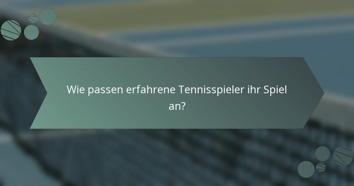 Wie passen erfahrene Tennisspieler ihr Spiel an?